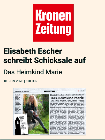 Elisabeth Escher schreibt Schicksale auf Das Heimkind Marie 18. Juni 2020 | KULTUR